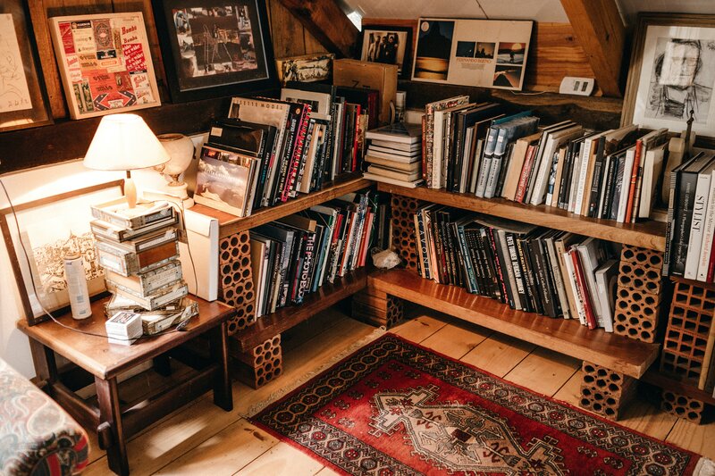 The inside of a small, at-home library: How to build a library shed