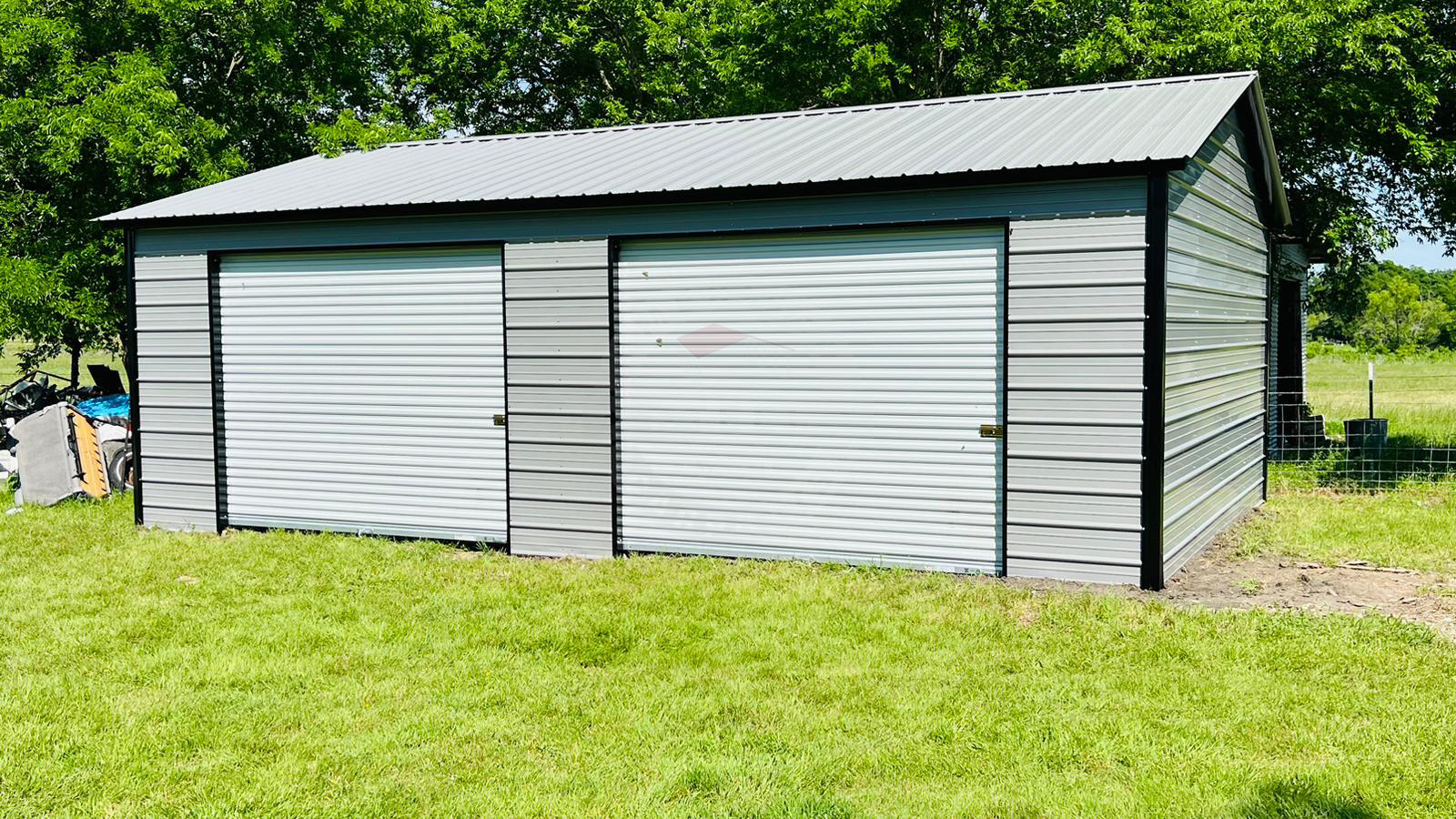 Freeport IL Steel Metal Garage two bay