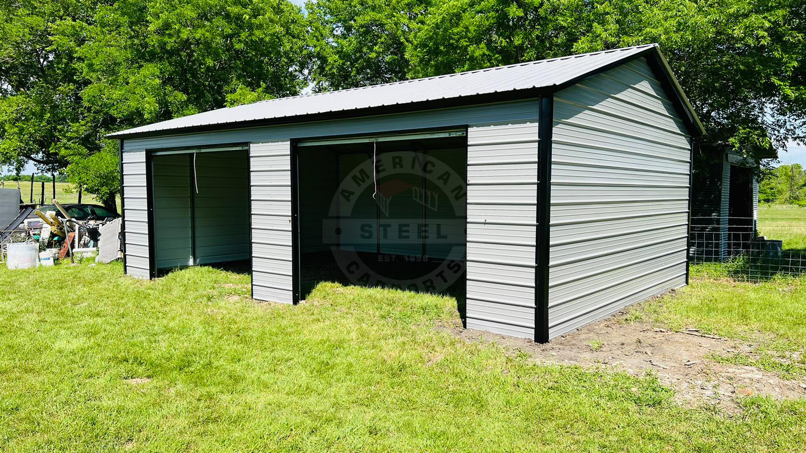 Freeport IL Steel Metal Garage two bay