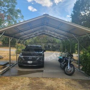 Durable metal carport in Duluth MN for vehicles, motorcycles, or tools.