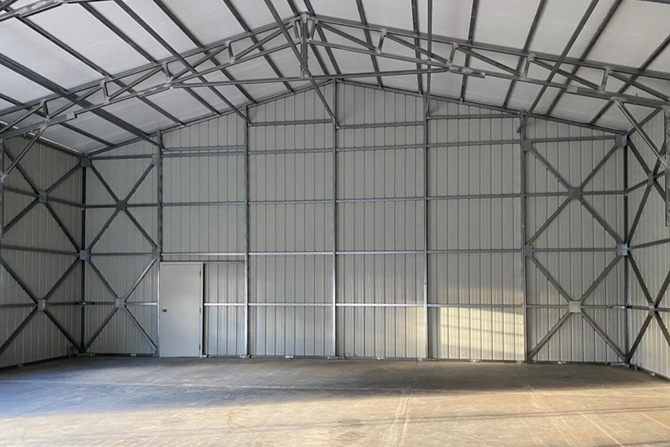 metal carport inside. Storage empty